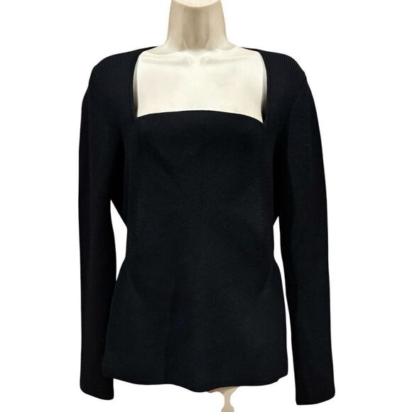 Jason Wu Curved Neckline Sweater in Black NWT Size XL - Picture 6 of 10